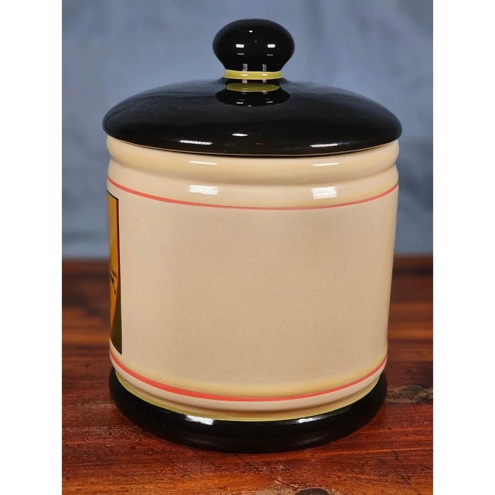 Vintage OGGI Wine Label Ceramic Canister With Lid 7 In